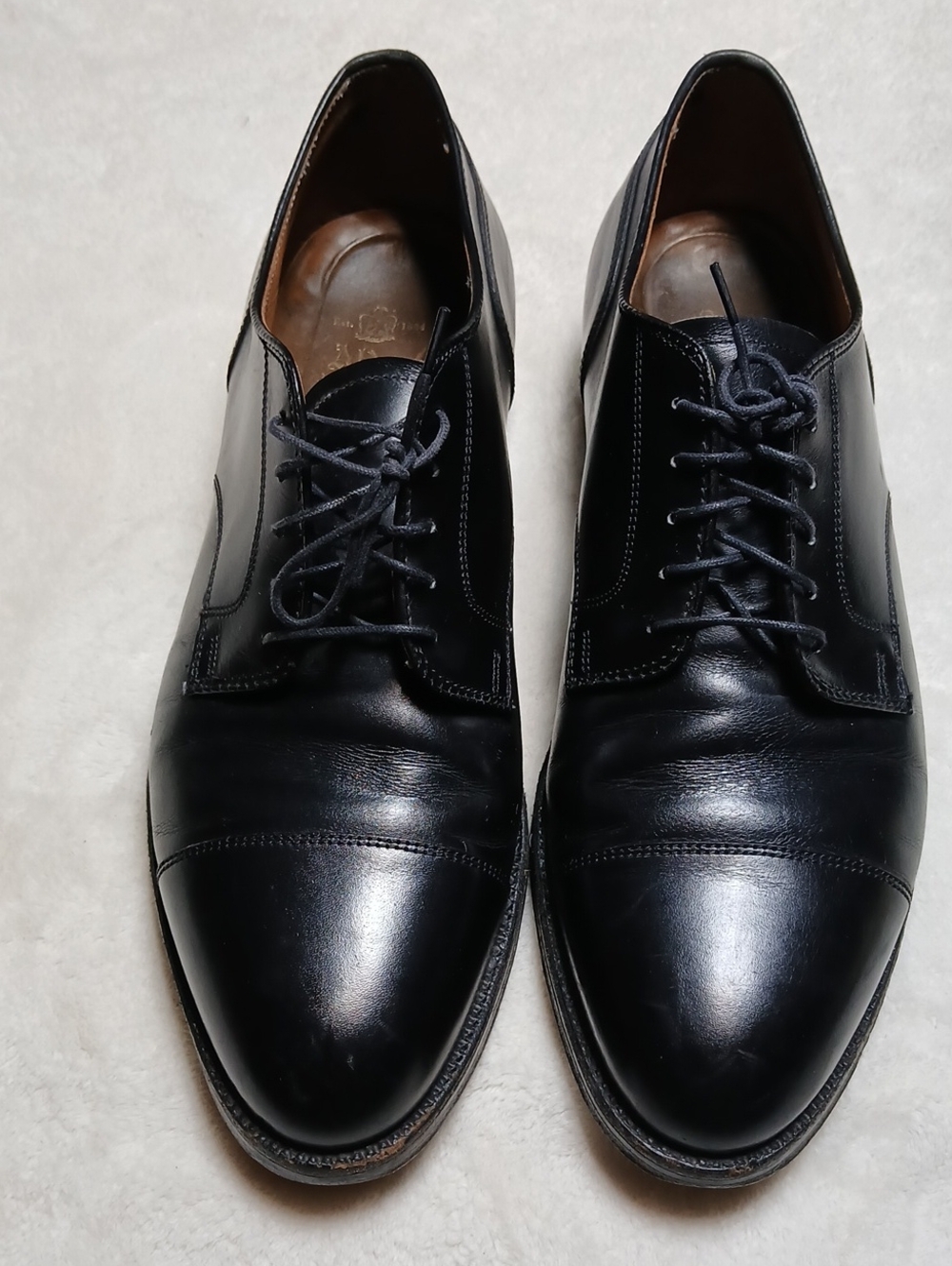 Alden 971 Straight Tip Blucher Black Leather Cap-Toe Derbys Size 10.5 B